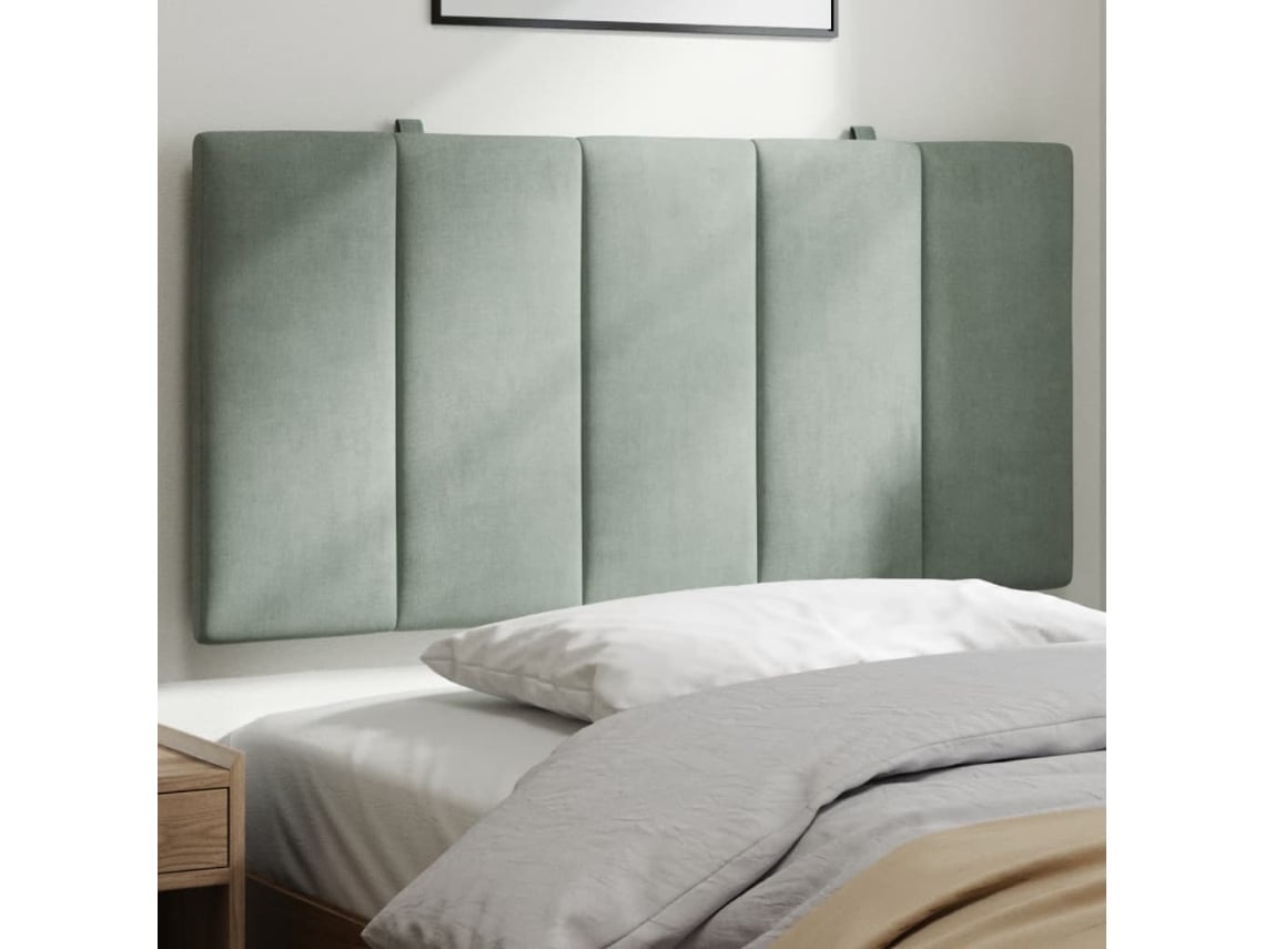 Cabecero De Cama Acolchado Terciopelo Gris Claro 100 Cm