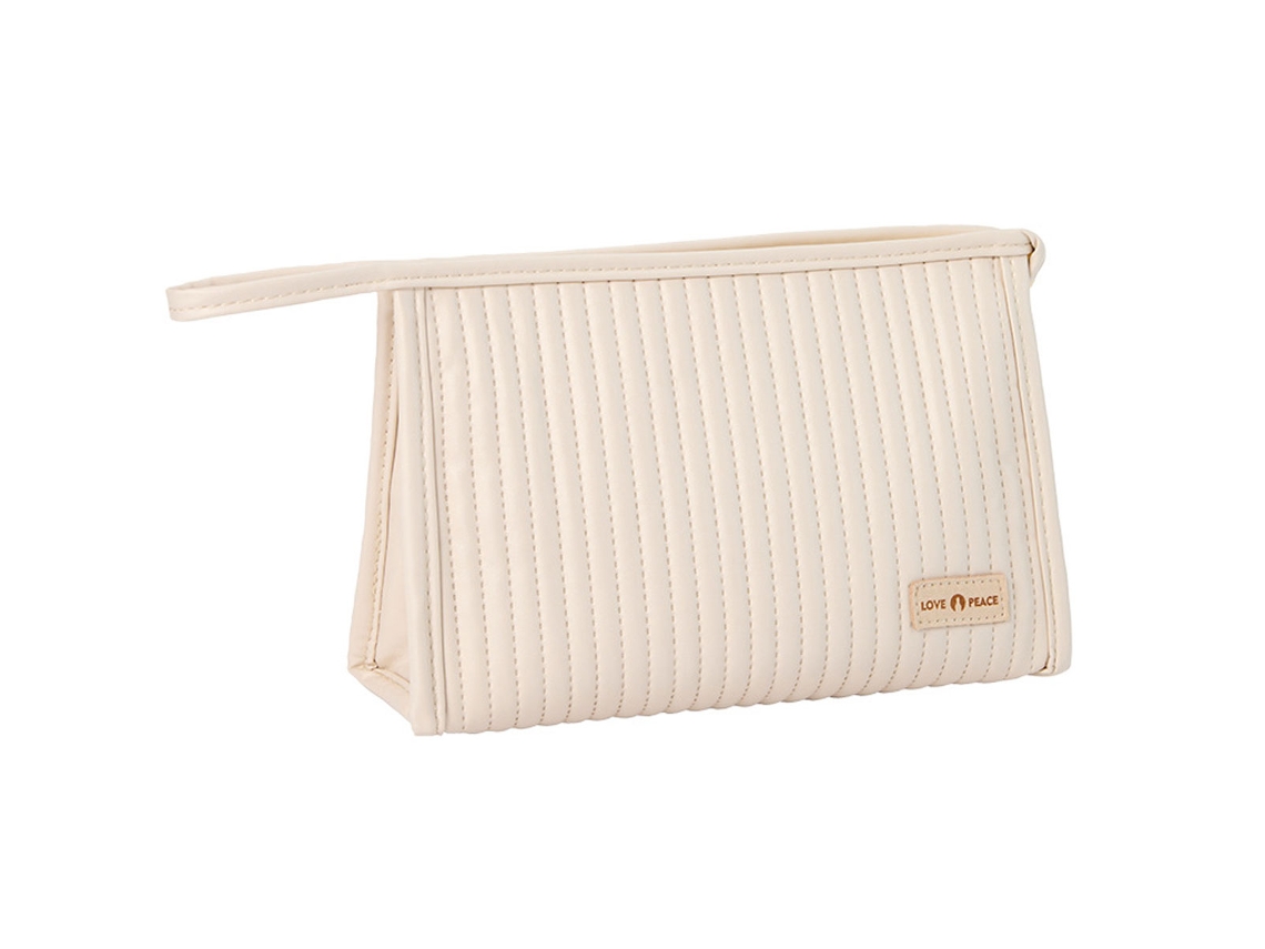 Neceser de viaje para mujer con cremallera y asa, color blanco (24,5 x 18 x 5 cm)