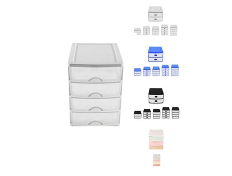 Cajonera de sobremesa grande – Torre de Almacenamiento multiusos Blanco 4 Cajones - Uñero