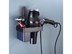 Soporte Autoadhesivo De Pared Para Secador De Pelo, Aluminio Con Almacenamiento De Abs Y Organizador De Cables, 15 X 10,5 X 9 Cm, Plateado.