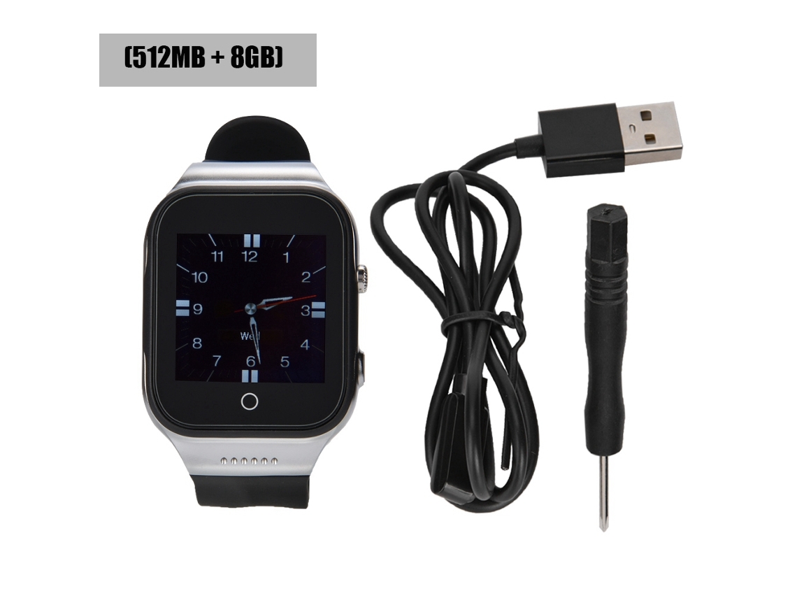 Reloj Inteligente Bluetooth Impermeable Ips De 1.54" Con Cámara Hd Y Gps, Android 5.1, Plata, 512mb+8gb