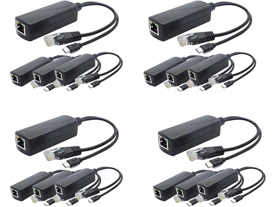 Paquete De 16 Divisores Poe De 5 V, Adaptadores De 48 V A 2,4 A, Conector Micro Usb, Para Cámaras Ip, Tabletas Y Más.