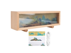 Rebe-lámpara De Escritorio Recargable Led Acrílico Madera Táctil Regulable Luz Nocturna Paisaje Decoración