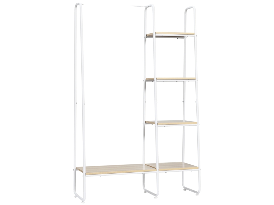 Perchero con 5 estantes, elegante organizador para recibidor, blanco, 101x39x160 cm