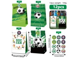 Juego de 12 bolsas de regalo con temática de la Copa Mundial de Fútbol y pegatinas para decorar fiestas de cumpleaños y eventos deportivos STELASPLEN