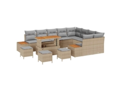 Maison Exclusive - Juego de sofás de jardín de ratán sintético beige de 13 piezas