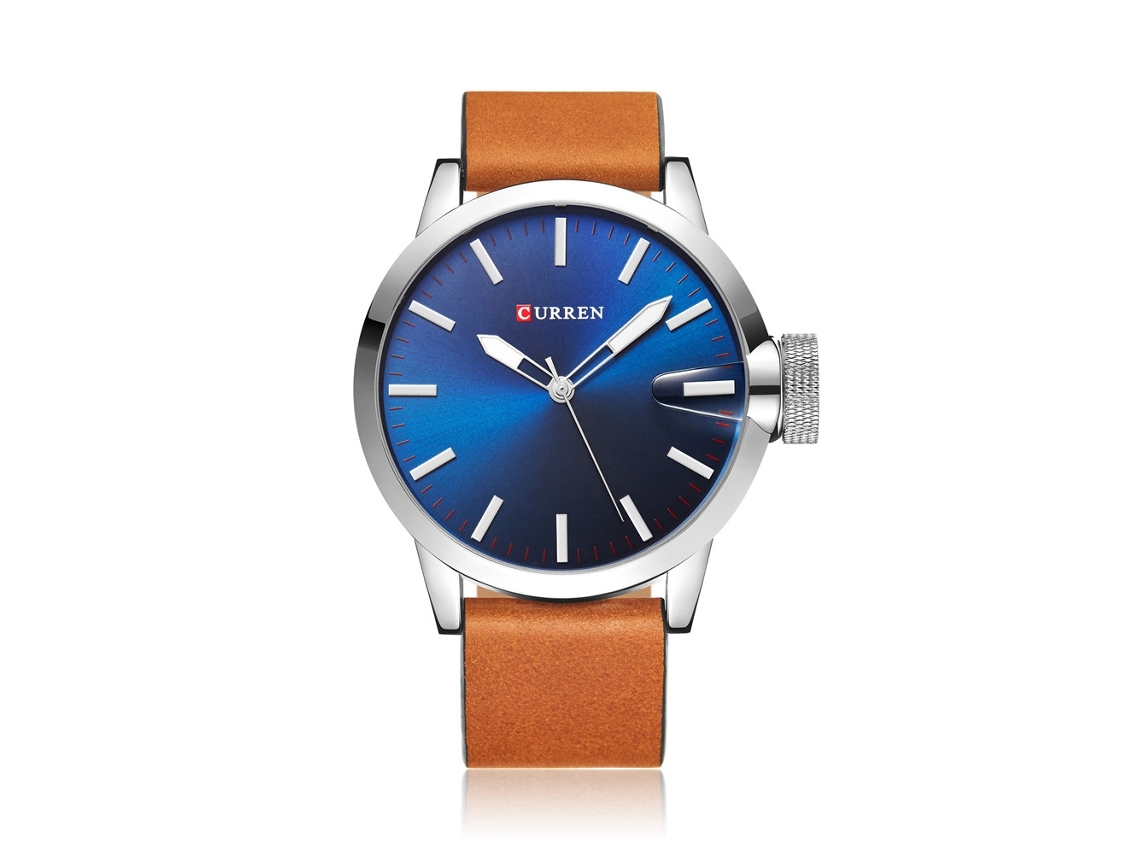 Reloj De Cuarzo De Moda Para Hombre, Resistente Al Agua, Con Correa De Piel Sintética Blanca Y Azul.