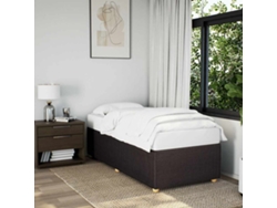 Cama Individual | Estructura De Cama Sin Colchón Tela Marrón Oscuro 80x200 Cm