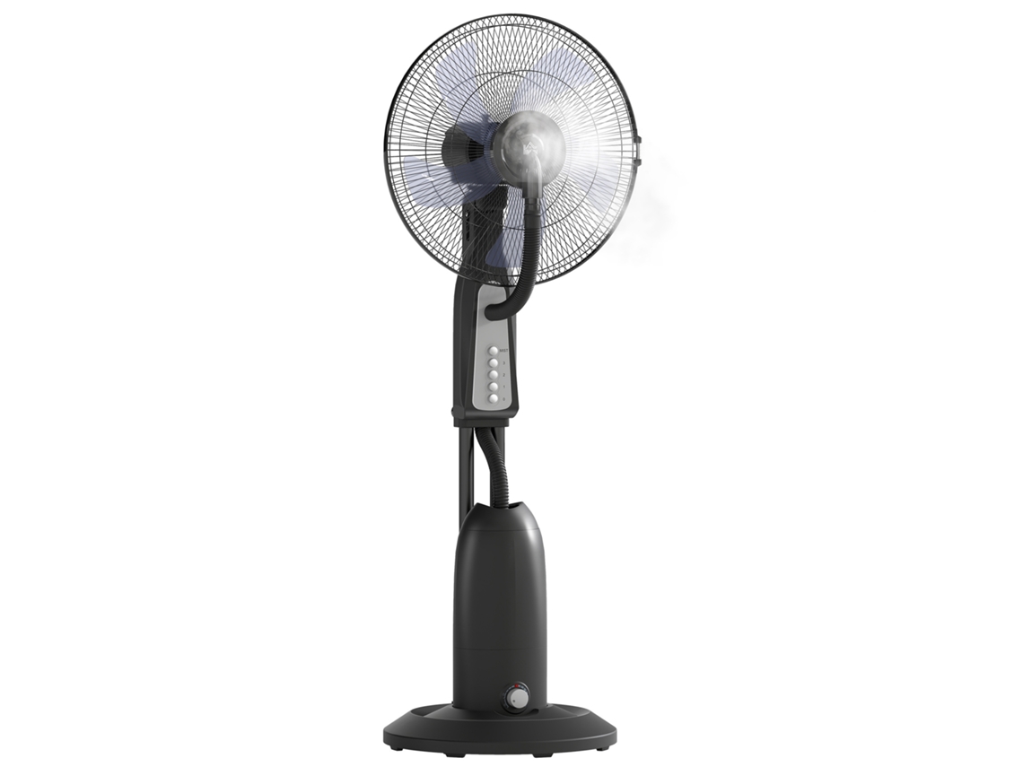 Ventilador Nebulizador, Capacidad 3l, Giro 75°, 3 Velocidades, Ruedas, 125cm, Negro