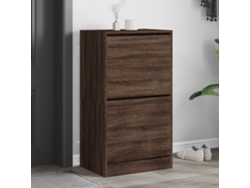 Mueble Zapatero | Armario Zapatero 2 Cajones Abatibles Marrón Roble 60x42x108 Cm