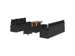 Maison Exclusive - Conjunto De Sofá De Jardín Con Cojín Con Almohada 10 Pcs Negro
