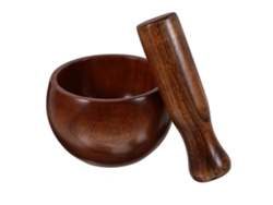 Mortero Maja Madera Natural Resistente, Tazón Molienda Versátil Maciza, Culinario Para Especias,
