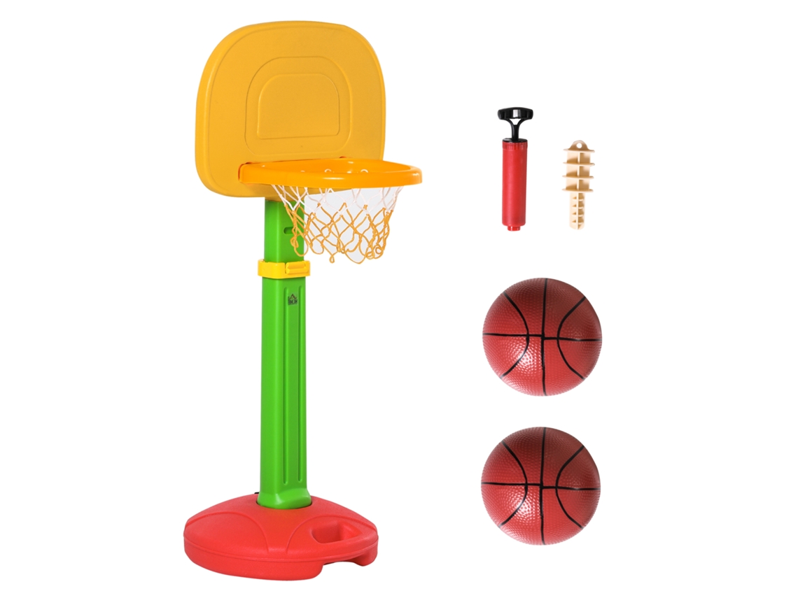 Cesta Basquete Infantil Altura Ajustável 2 Bolas Bomba 52,5x44x120-160