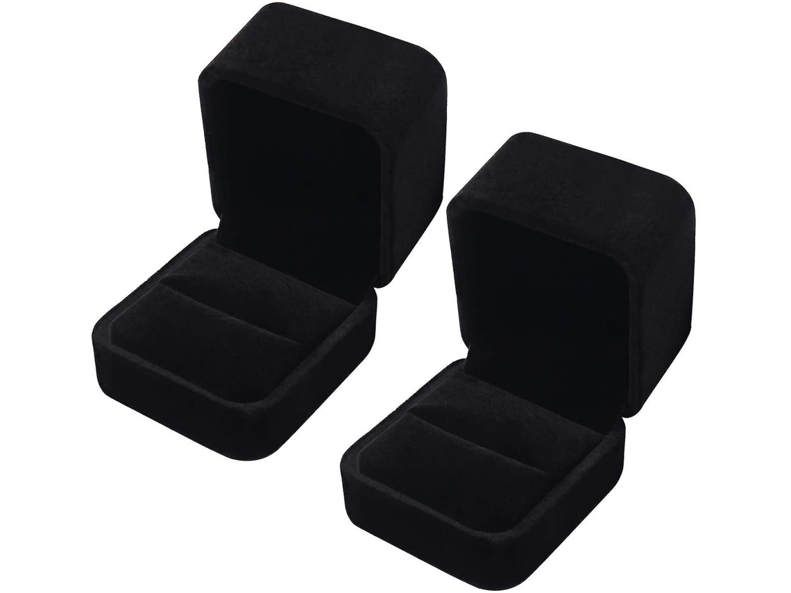 Juego de 2 cajas de terciopelo para anillos de compromiso, cajas de regalo clásicas para anillos individuales. Hengjian