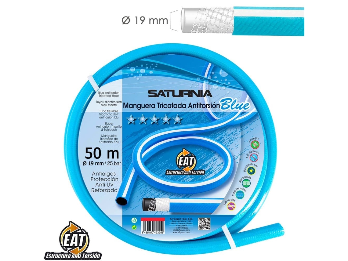 Manguera Tricotada no Torsion Blue Ø 19 Mm. Rollo 50 Metros. Manguera Anti Torsion Manguera Sin Dobleces Manguera Sin Nudos SATURNIA