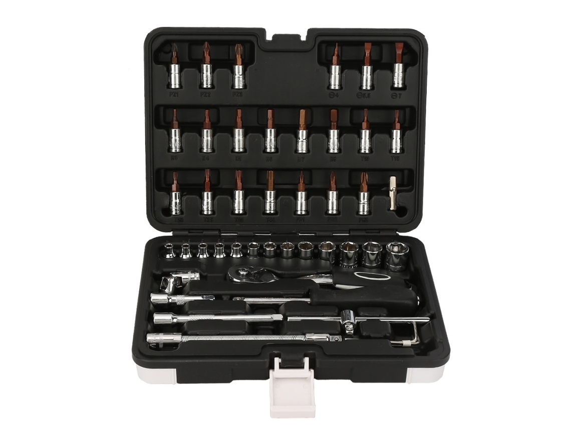 Kit De Ferramentas Profissional 46 Peças Com Chave De Rato E Brocas Para Reparação