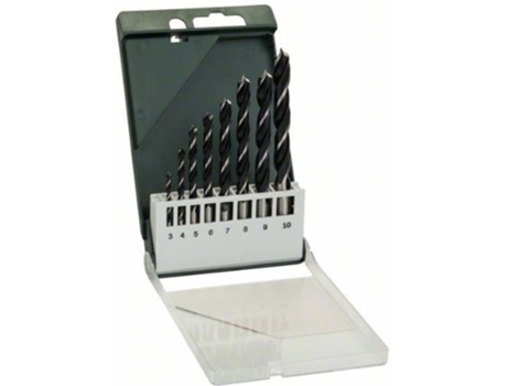 Conjunto de 8 Brocas BOSCH en Espiral para Madera 3,0; 4,0; 5,0; 6,0; 7,0; 8,0; 9,0; 10,0 mm