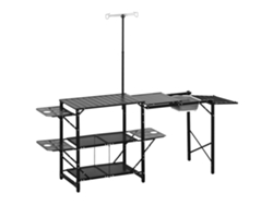 Mesa com Pia, Suporte Lâmpada, Prateleiras, Churrasco, Piquenique, Viagem, 173x52x80 Cm | S/MARCA