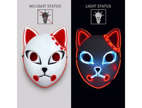 Halloween demon slayer topeng lampu led anime fox skeleton cosplay pesta rave dekorasi topeng mainan untuk anak-anak dewasa hadiah halloween