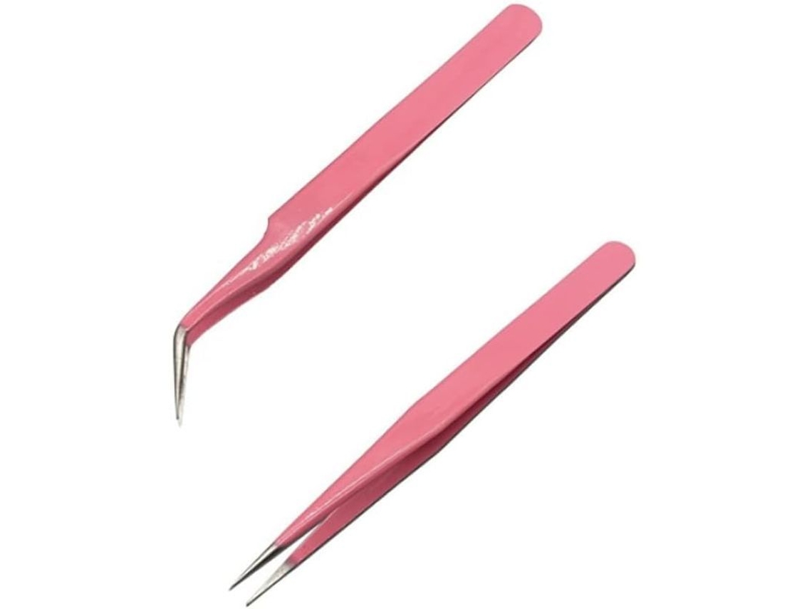 Pinzas Para Pestañas, 2 Unidades, Pinzas Rectas Y Curvas Con Punta Fina Para Extensiones De Pestañas Postizas.