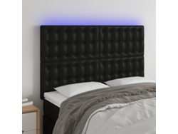 Cabecero De Cama | Panel De Cabecero Con Luces Led Cuero Sintético Negro 144x5x118/128 Cm