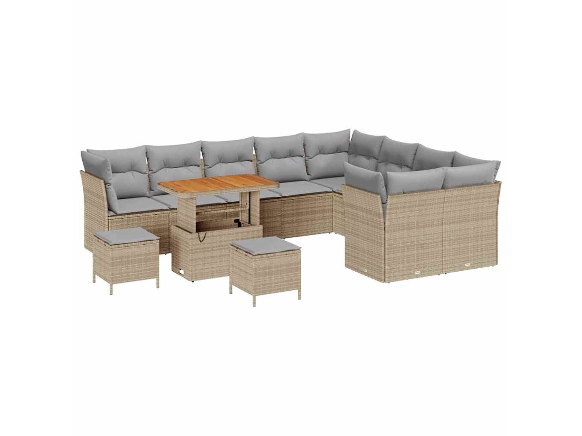Maison Exclusive - Conjunto De Sofá De Jardín Con Cojín 12 Pcs Beige Y Gris Claro