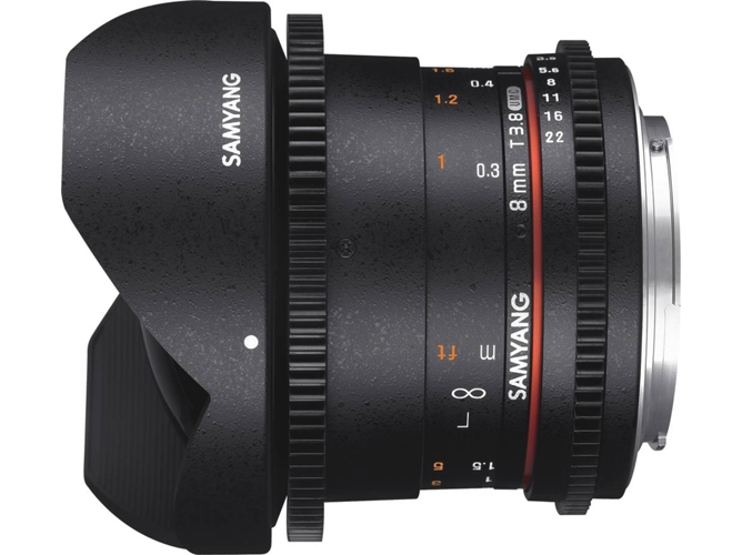 Objetivo SAMYANG 8mm T3.8 VDSLR UMC Fish-eye CS II (Negro - Encaje: Sony Alpha - Apertura: f/3.8 - f/22)