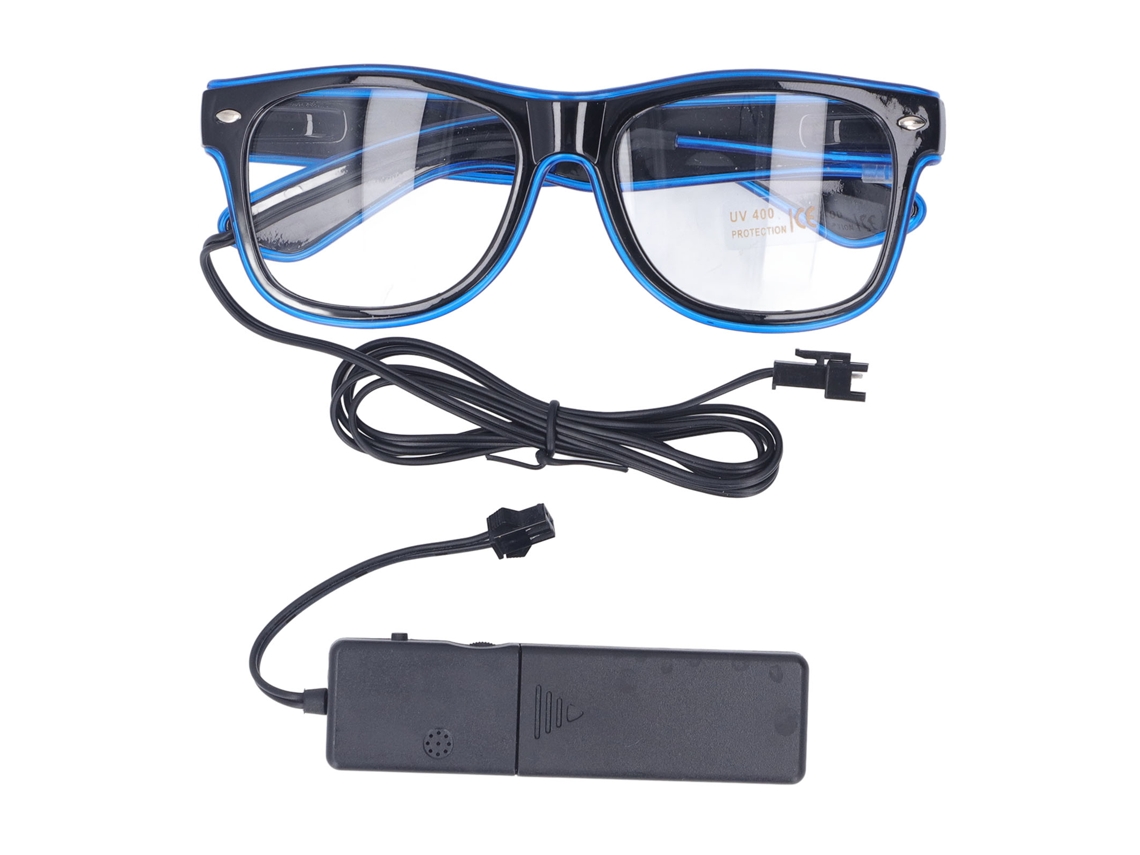 Gafas LED futuristas con control de sonido, fabricadas en PVC iluminado, ideales para fiestas, adultos, adolescentes y niños - Azul