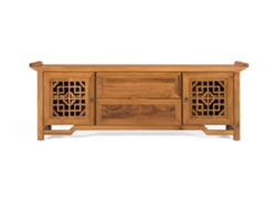 Mueble TV de madera maciza de teca con dos puertas, 180 cm Giner Y Colomer