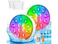 Luz de piscina con control remoto, luz LED sumergible recargable, resistente al agua IP68, adecuada para fiestas en la piscina, 2 piezas Siurn