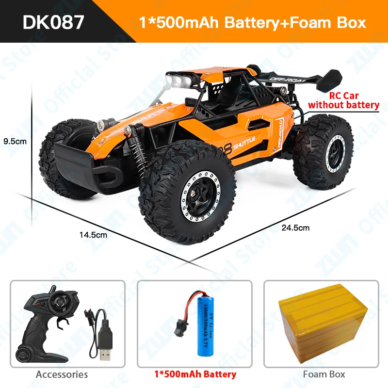 (dk087 Naranja) Coche Teledirigido De 2,4 Ghz Con Luces Led, Tracción A Dos Ruedas, Juguete Para Exteriores, Regalo