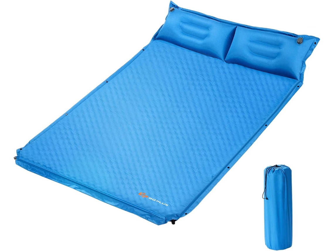 Colchón de camping con almohada Colchón autohinchable 2 personas Colchón de espuma doble para camping Senderismo Vacaciones COSTWAY