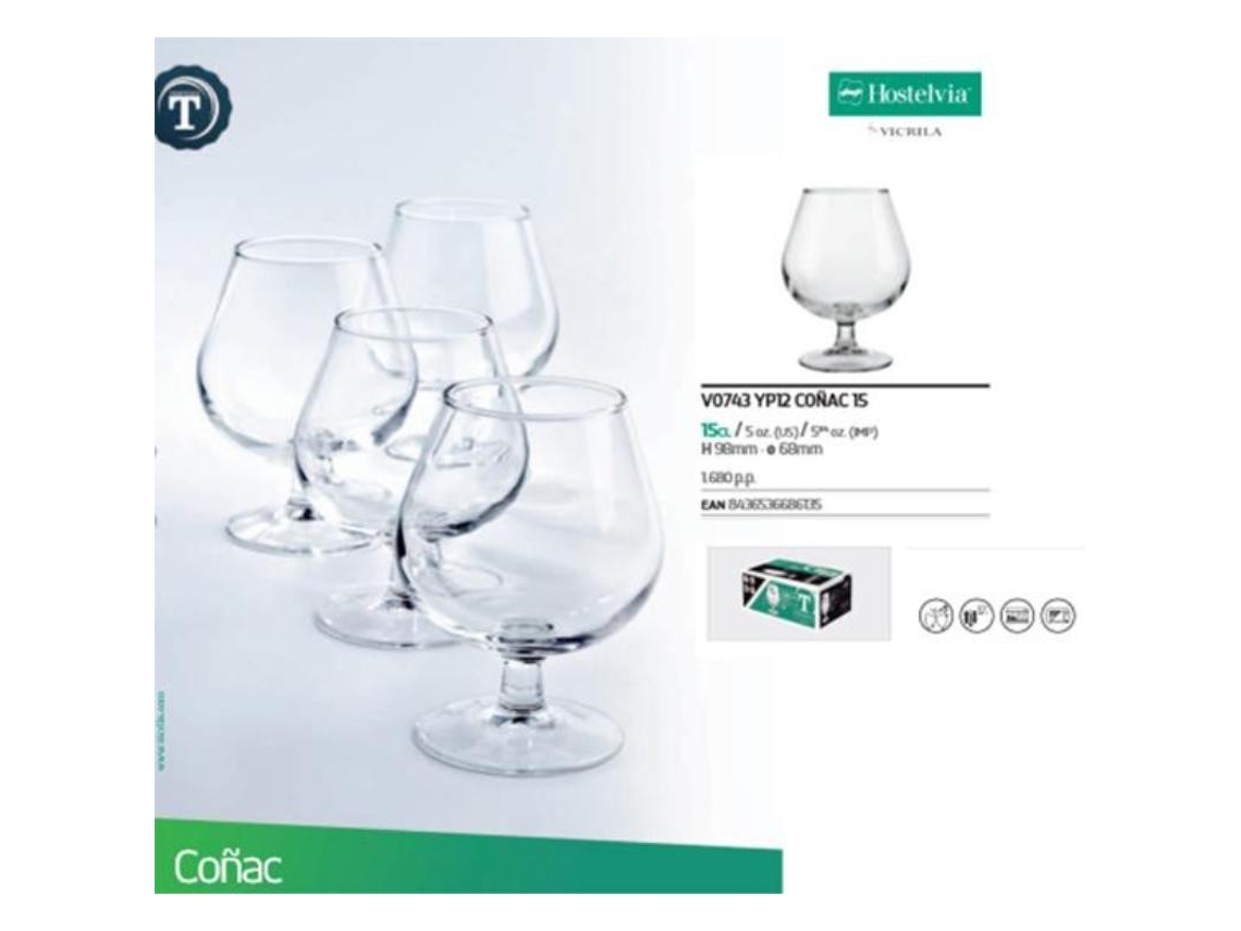 Copas coñac 15 cl tensionadas caja 12