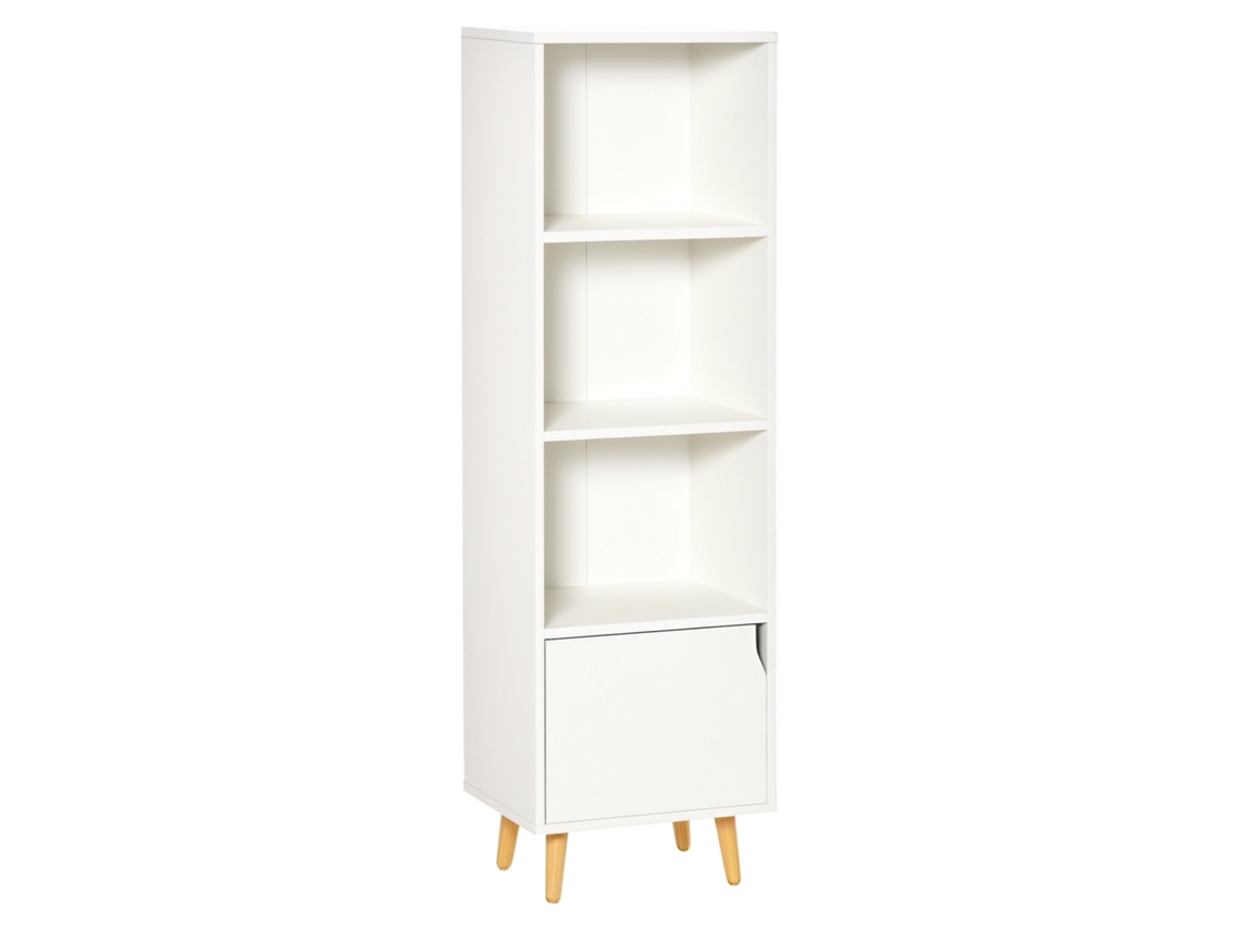 Columna de almacenamiento de madera blanca para baño/sala de estar, 130 cm
