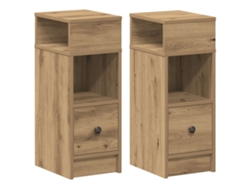 Maison Exclusive - Mesitas De Noche (2 Unidades) Con Cajón, Roble Artesanal, 25x31x66 Cm