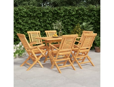 Conjunto 7 Juego De Comedor Para Jardín VIDAXL Marrón Madera