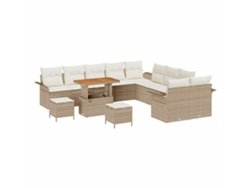 Maison Exclusive - Conjunto De Sofá De Jardín Con Cojín 13 Pcs Beige Y Crema