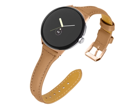 Correa de piel auténtica liberación rápida 20mm con conector de oro rosa para Google Pixel Watch - café