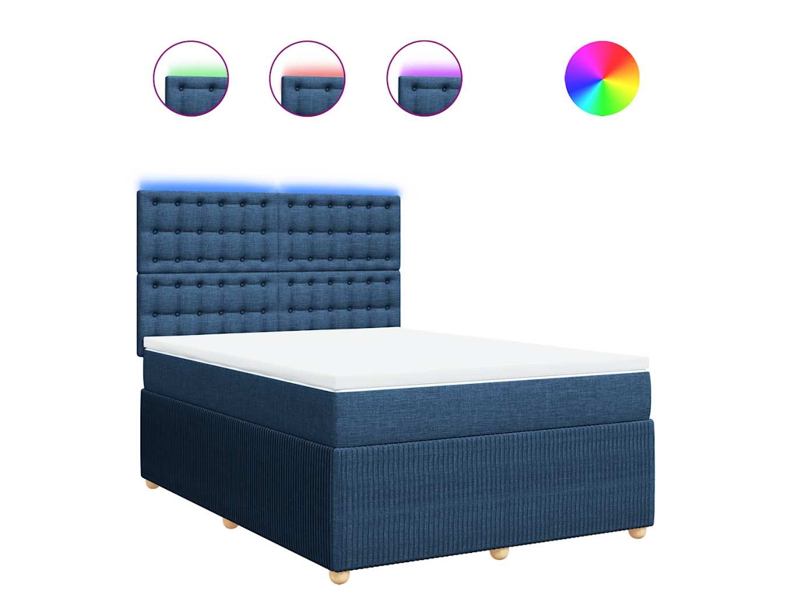 Maison Exclusive - Cama Box Spring Con Colchón Tela Azul 140x190 Cm