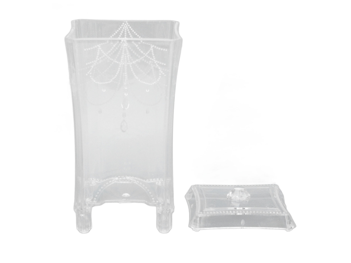 Caja De Almacenamiento De Algodón Transparente Con Tapa Para Baño, Diseño Práctico Y Gran Capacidad.