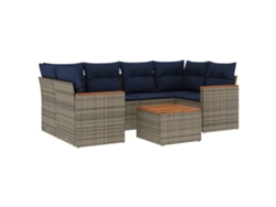 Maison Exclusive - Conjunto De Sofá De Jardín De 7 Piezas Con Cojines, Poliratán Gris