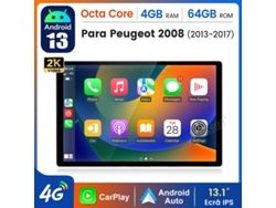 Gps 13 Polegadas Estéreo Automotivo Gps Navegação Carplay Swc Para Peugeot 208 (2008) Android 13