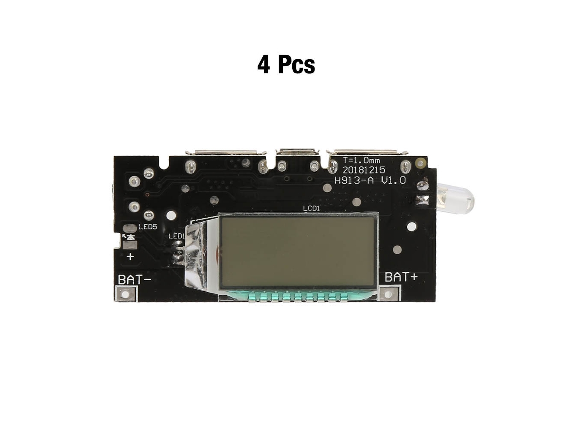 Módulo Cargador De Batería Usb Dual De 5v 1a 2.1a Con Protección Y Pantalla (4 Unidades)