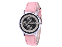 Reloj De Pulsera De Cuarzo Para Hombre Con Correa De Piel Sintética Rosa.