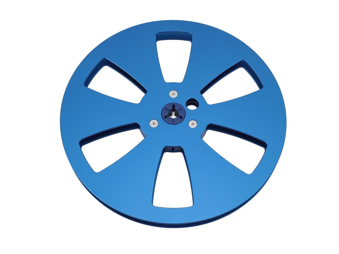 Rollo De Cinta Vacío De 7 Pulgadas (1/4 De Pulgada), Aleación De Aluminio, Universal Para Máquinas De Cinta, Rollo Abierto, Color Azul.