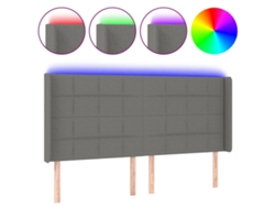 Maison Exclusive - Cabecero Con Led De Tela Gris Oscuro 183x16x118/128 Cm
