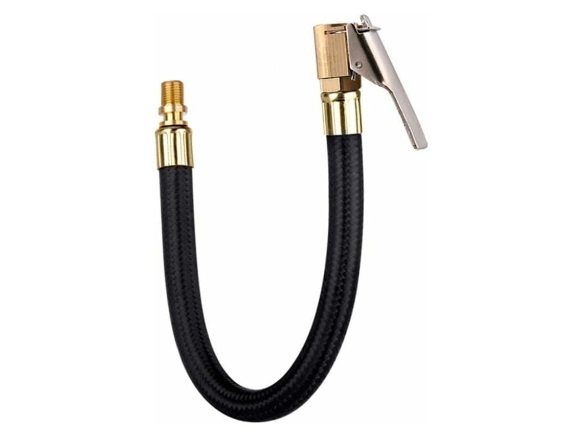 Adaptador de mandril para inflador de neumáticos flexible, conexión rápida, tubo de extensión de tela trenzada resistente a la corrosión para bicicleta.