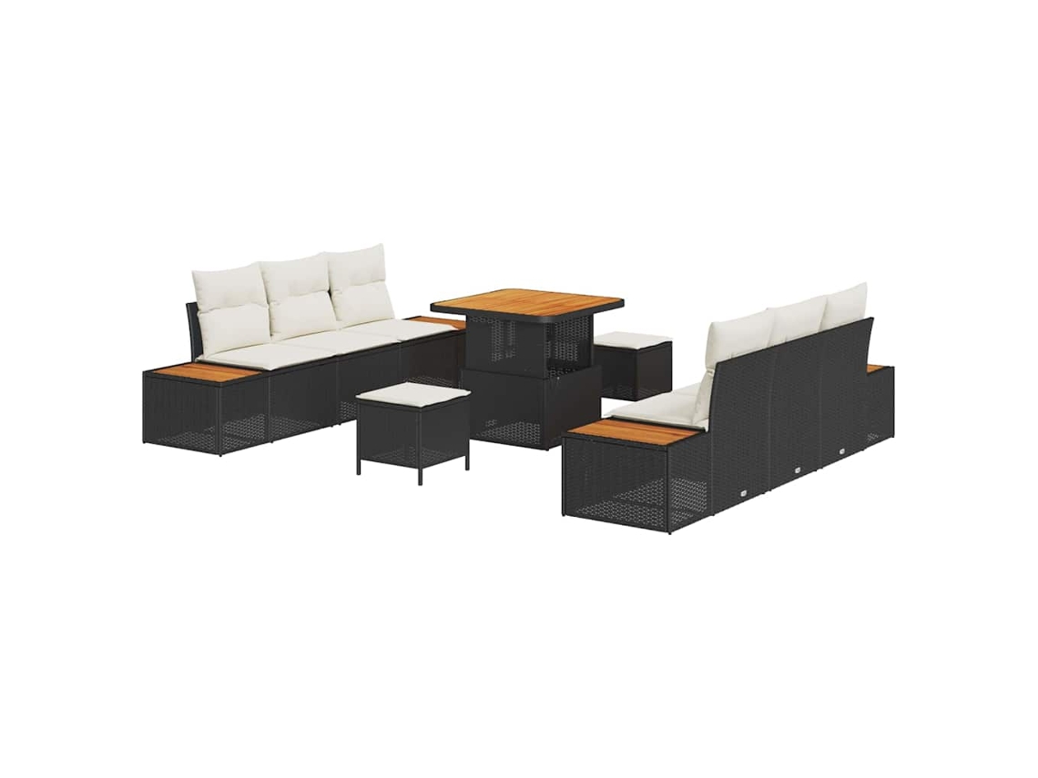 Maison Exclusive - Conjunto De Sofás De Jardín Con Cojín 9 Pcs Negro Poliratán