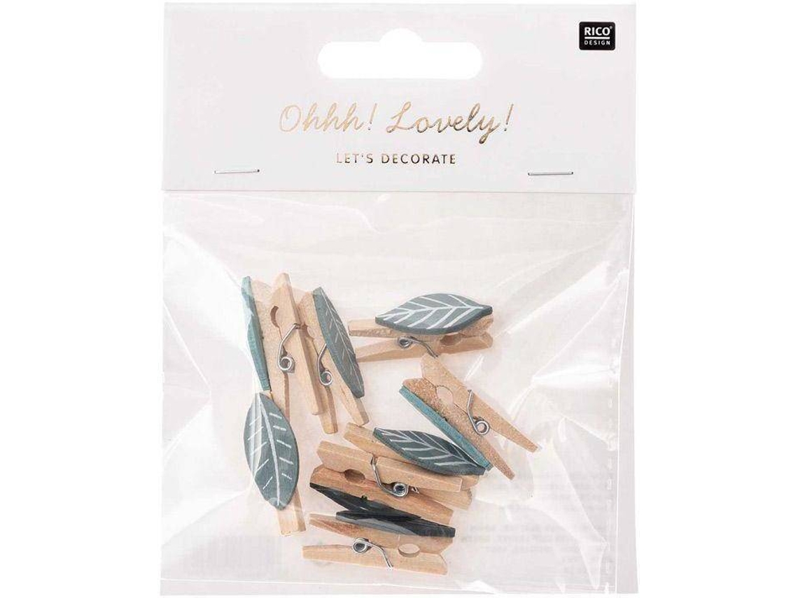 Accesorio Decorativo RICO DESIGN 8 clips decorativos - Hojas verdes