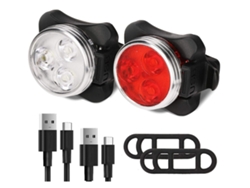 Juego Luces Bicicleta Usb Recargable Ipx8 Mtb/carretera Negro